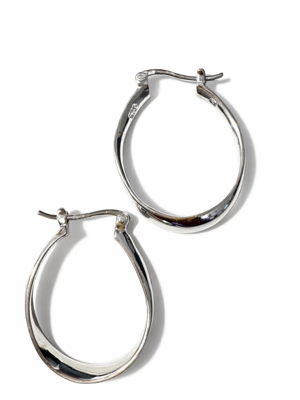 Sterling Silver “Sleek Oval Classic Hoop” Earrings Minimalist Classic